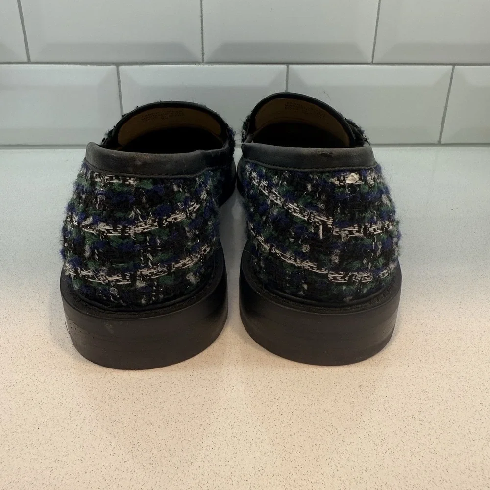 Stylish Women’s Ann Taylor Navy Black Tweed Tassel Loafers, EUC, Size 9